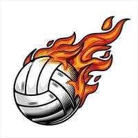 volleyball on fire Vector illustration.