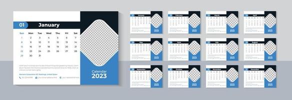 diseño moderno de calendario de escritorio 2023, descarga profesional de plantilla de calendario de negocios 2023 vector