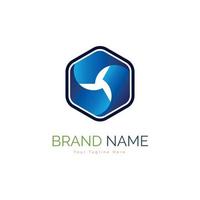 Modern Hexagonal Shuriken sign colour logo template design vector for brand or company and other