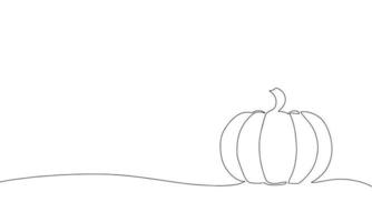 Hand draw line art outline pumpkin one line Halloween vector illustration.