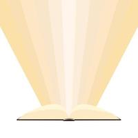 Open book with light from it. Study. Vector illustration.