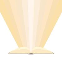 Open book with light from it. Study. Vector illustration.