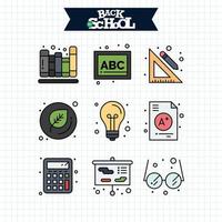 Back to School icon Education and Learning line icons set vector