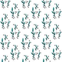 Seamless minimalist twig pattern with leaves. Nature botanical wallpaper. Flat vector fabric wrapping paper on white background