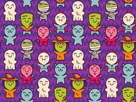 pattern with children in costumes for Halloween vector