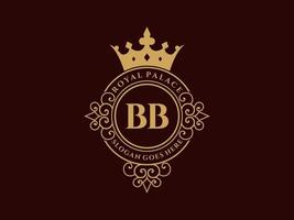 Letter BB Antique royal luxury victorian logo with ornamental frame. vector