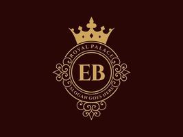 Letter EB Antique royal luxury victorian logo with ornamental frame. vector