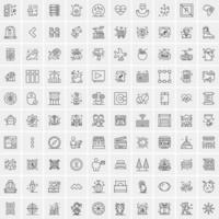 conjunto de 100 iconos de línea de negocios creativos vector