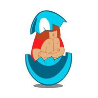 The girl in the eggshell. Vector illustration.