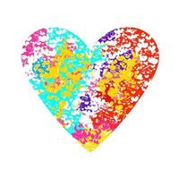 Isolated rainbow heart on white. Design for wedding card, Valentine card. vector