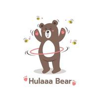 Bear playing hula hoop Vector Illustration