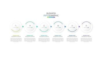 la plantilla de diseño infográfico se puede utilizar para presentación, banner, gráfico, flujo de negocios y diagrama. plantilla de línea de tiempo plana moderna con 6 opciones, partes, paso para el proceso. plantilla abstracta. vector