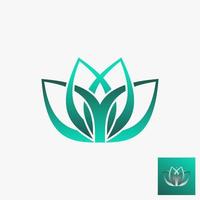 Simple and unique yoga lotus flower beauty with cut shape image graphic icon logo design abstract concept vector stock. Can be used as symbol related to health or tropical