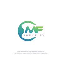 MF Initial letter circular line logo template vector with gradient color blend