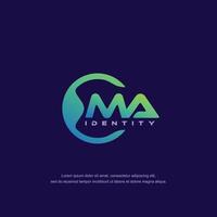 MA Initial letter circular line logo template vector with gradient color blend