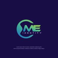 ME Initial letter circular line logo template vector with gradient color blend