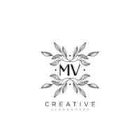 MV Initial Letter Flower Logo Template Vector premium vector art