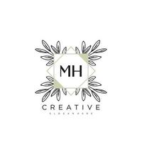 MH Initial Letter Flower Logo Template Vector premium vector art