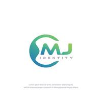 MJ Initial letter circular line logo template vector with gradient color blend