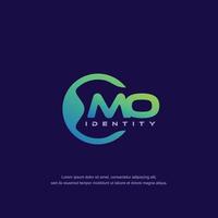 MO Initial letter circular line logo template vector with gradient color blend