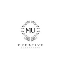 MU Initial Letter Flower Logo Template Vector premium vector art