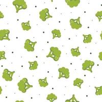 Seamless green broccoli pattern for vegan day cards, banner, healthy eating and lifestyle concept. Vector