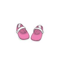 lindos zapatos de niña en rosa y blanco con diseño de arte de línea para diseño de plantilla de publicidad de bebé vector