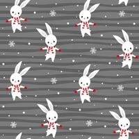 Seamless pattern with white rabbit cartoons on strip background vector illustration.