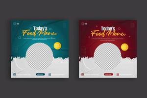 Food social media  post template for food promotion simple banner design vector