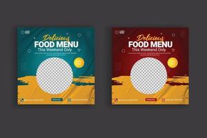 Food social media  post template for food promotion simple banner design vector