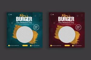 Food social media  post template for food promotion simple banner design vector