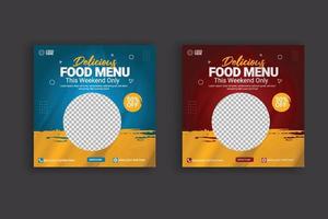 Food social media  post template for food promotion simple banner design vector