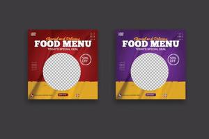 Food social media  post template for food promotion simple banner design vector