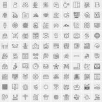 paquete de 100 iconos de líneas universales para móviles y web vector