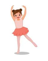 Cute little girl ballerina practicing ballet dancing style in the room vector