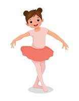 Cute little girl ballerina practicing ballet dancing style in the room vector