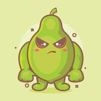 serious papaya fruit character mascot with angry expression isolated cartoon in flat style design vector