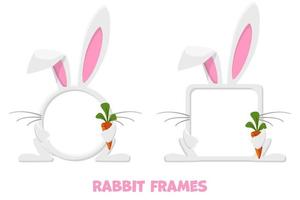 Avatar frames rabbit or hare with carrot, animal template for game. vector