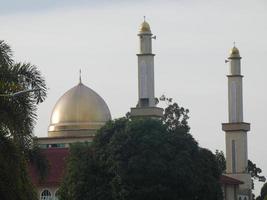 the picture of the dome of the mosque was taken from a long distance photo