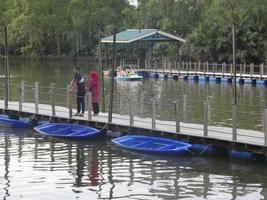 una pareja en medio del agua foto