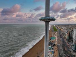 Aerial view of British Airways i360 observation deck in Brighton, UK. photo