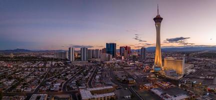 vista aérea panorámica de la franja de las vegas. foto