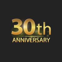 logotipo elegante de celebración de aniversario de 30 años de oro vector