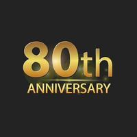 logotipo elegante de celebración de aniversario de 80 años de oro vector