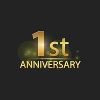 Gold 1st year anniversary celebration elegant logo vector