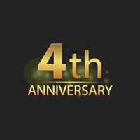Gold 4th year anniversary celebration elegant logo vector