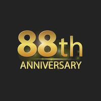 Gold 88th year anniversary celebration elegant logo vector