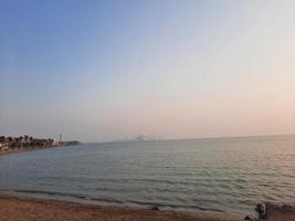 A beautiful evening and colorful sunset on Jeddah beach. photo