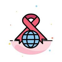 Care Ribbon Globe World Abstract Flat Color Icon Template vector