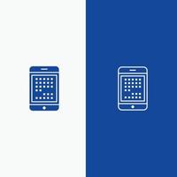Phone Computer Device Digital Ipad Mobile Line and Glyph Solid icon Blue banner Line and Glyph Solid vector